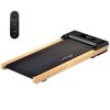 2.5HP Walking Pad, Wood Under Desk Treadmill with Remote Control, Transport Wheels and LED Display for Home Gym Office