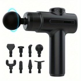 (ICR-Black)Massage Gun Deep Tissue Percussion Massager for Athletes,Handheld Body Back Muscle Massager Gun with 8 Massage Heads