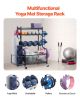 VEVOR Yoga Mat Storage Rack, Powder Coated Finish Steel Yoga Mat Holder, Home Gym Workout Equipment Organizer with Hooks & Wheels