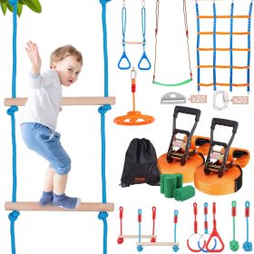 VEVOR Ninja Warrior Obstacle Course for Kids, 2 x 50 ft Weatherproof Slacklines, 500lbs Weight Capacity Monkey Line, Outdoor Playset Equipment (size: 50 x 2 ft)