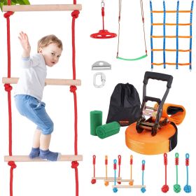 VEVOR Ninja Warrior Obstacle Course for Kids, 2 x 50 ft Weatherproof Slacklines, 500lbs Weight Capacity Monkey Line, Outdoor Playset Equipment (size: 50 x 1 ft)
