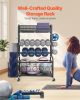 VEVOR Yoga Mat Storage Rack, Home Gym Workout Equipment Organizer, Powder Coated Finish Steel Yoga Mat Holder with Hooks & Wheels